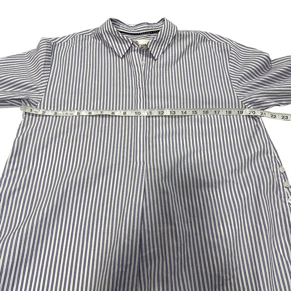 Anthropologie Blue and White Stripe Oversized Dress-Shirt Size S - Picture 9 of 10